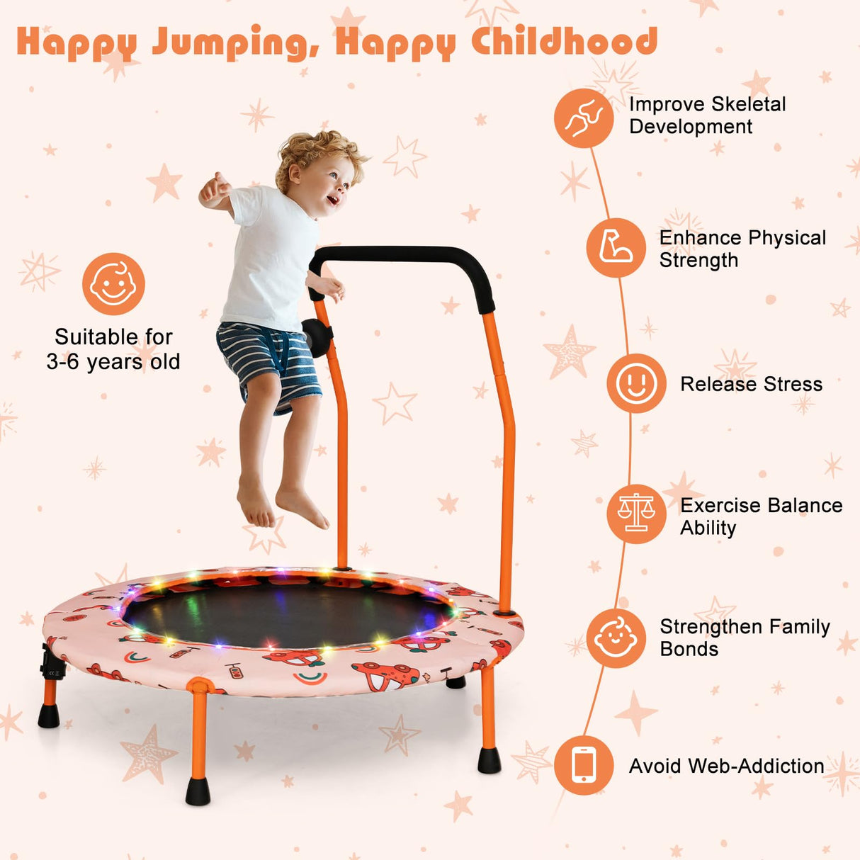 HONEY JOY 36” Mini Trampoline for Kids