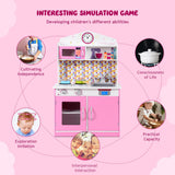 HONEY JOY Kids Kitchen Playset, Pretend Chef Cooking Play Set for Children with Microwave, Pan