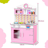 HONEY JOY Kids Kitchen Playset, Pretend Chef Cooking Play Set for Children with Microwave, Pan