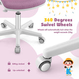 Ergonomic Children Study Computer Chair w/Height Adjustable, Sit-Brake Wheels, Mesh Swivel Task Student Chair 6-15 Years for Home School Office