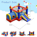 HONEY JOY Inflatable Bounce House, 5 in 1 Bouncy Castle for Kids with Playhouse, Slide, Jumping Area