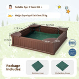 Kids Outdoor Sandbox Large HDPE Sandpit Play Toy Gift w/Cover & 4 Corner Seats