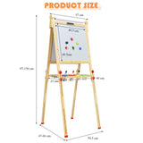 BABY JOY Kids Art Easel, Wooden Foldable Double-Sided Chalkboard Whiteboard w/Board Eraser