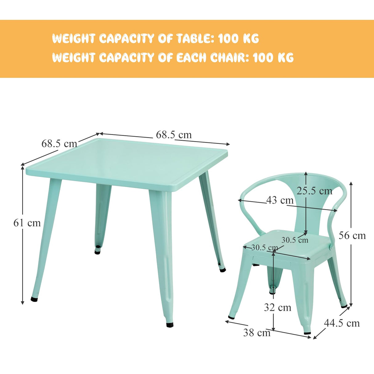 HONEY JOY Kids Table and Chairs Set, Table and 2 Chairs for Children w/Adjustable Non-slip Foot Pads