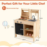 HONEY JOY Wooden Barbecue Grill Playset, Pretend Play Kitchen Set with Play Food, Grilling Tools & Accessories