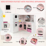 HONEY JOY Kids Corner Kitchen Playset, Wooden Pretend Play Kitchen Toy Set