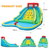 HONEY JOY Inflatable Water Slide, 452 x 365 x 233CM Giant Water Park for Kids w/Double Long Slides, Climbing Wall