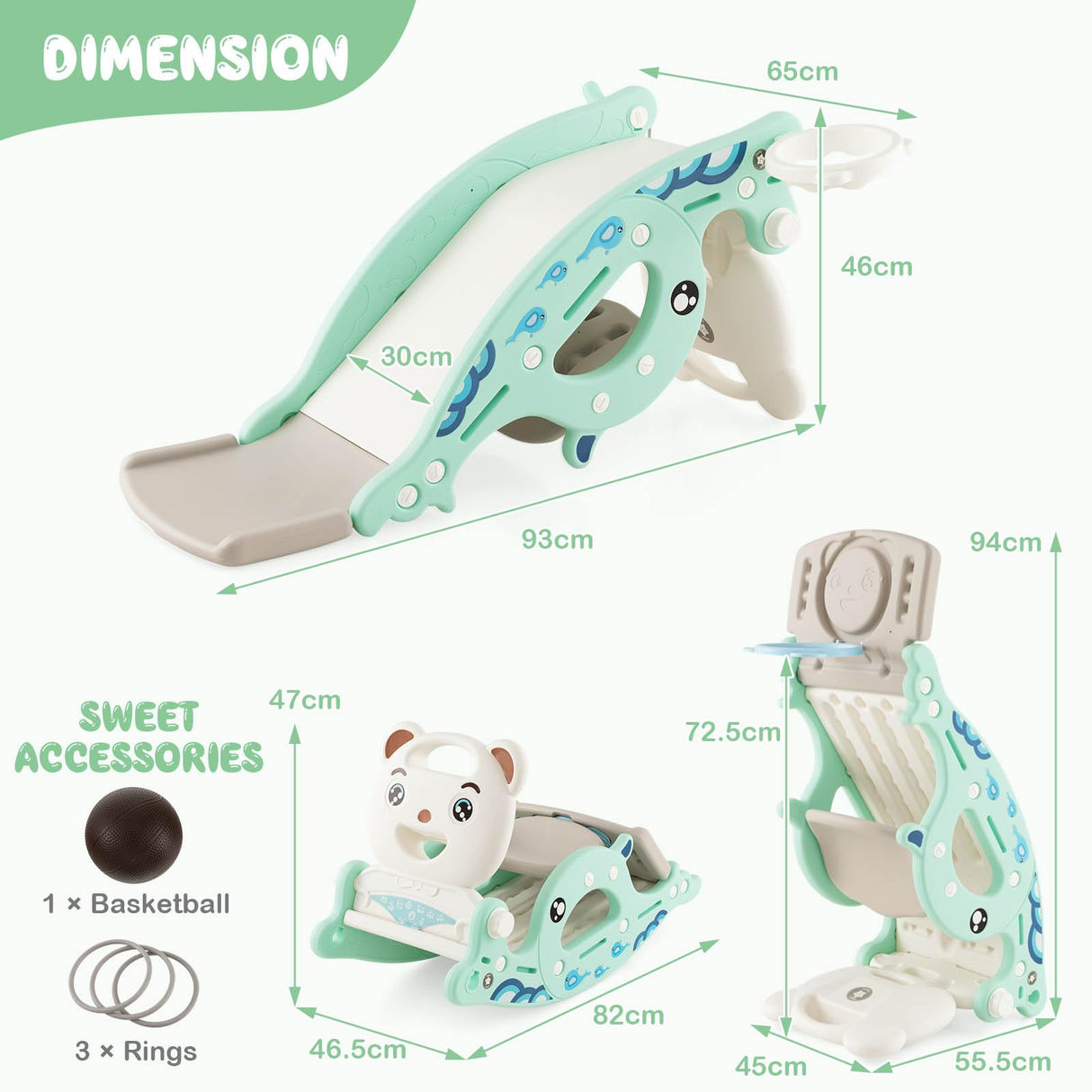 HONEY JOY 4-in-1 Kids Slide Rocking Toy