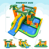 HONEY JOY 8-in-1 Kids Inflatable Bounce House, Tropical Palm Theme Jumping Castle (with 680W Blower)