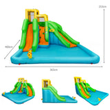 HONEY JOY Inflatable Water Slide, 6 in 1 Inflatable Castle Water Park w/Climbing Wall, Basketball Rim (Without Blower)