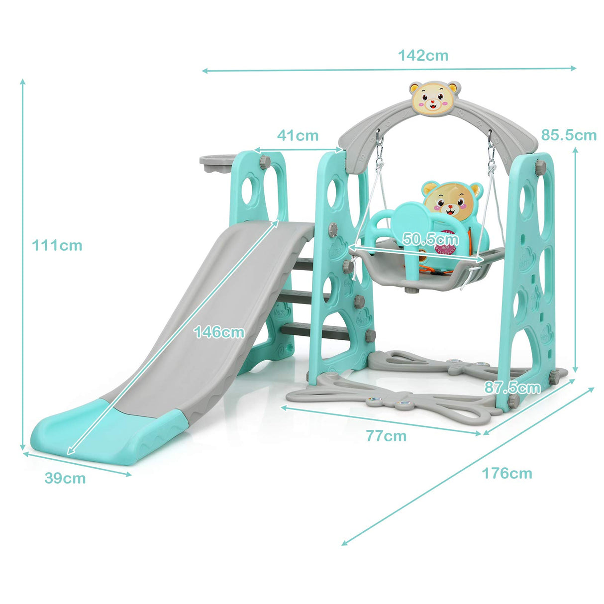 HONEY JOY 4 in 1 Toddler Slide and Swing Set