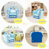 HONEY JOY Kids Sofa Chair, Kids Armchair w/Cute Pattern, Velvet Fabric Cover, High Density Sponge Filling (Airplane)