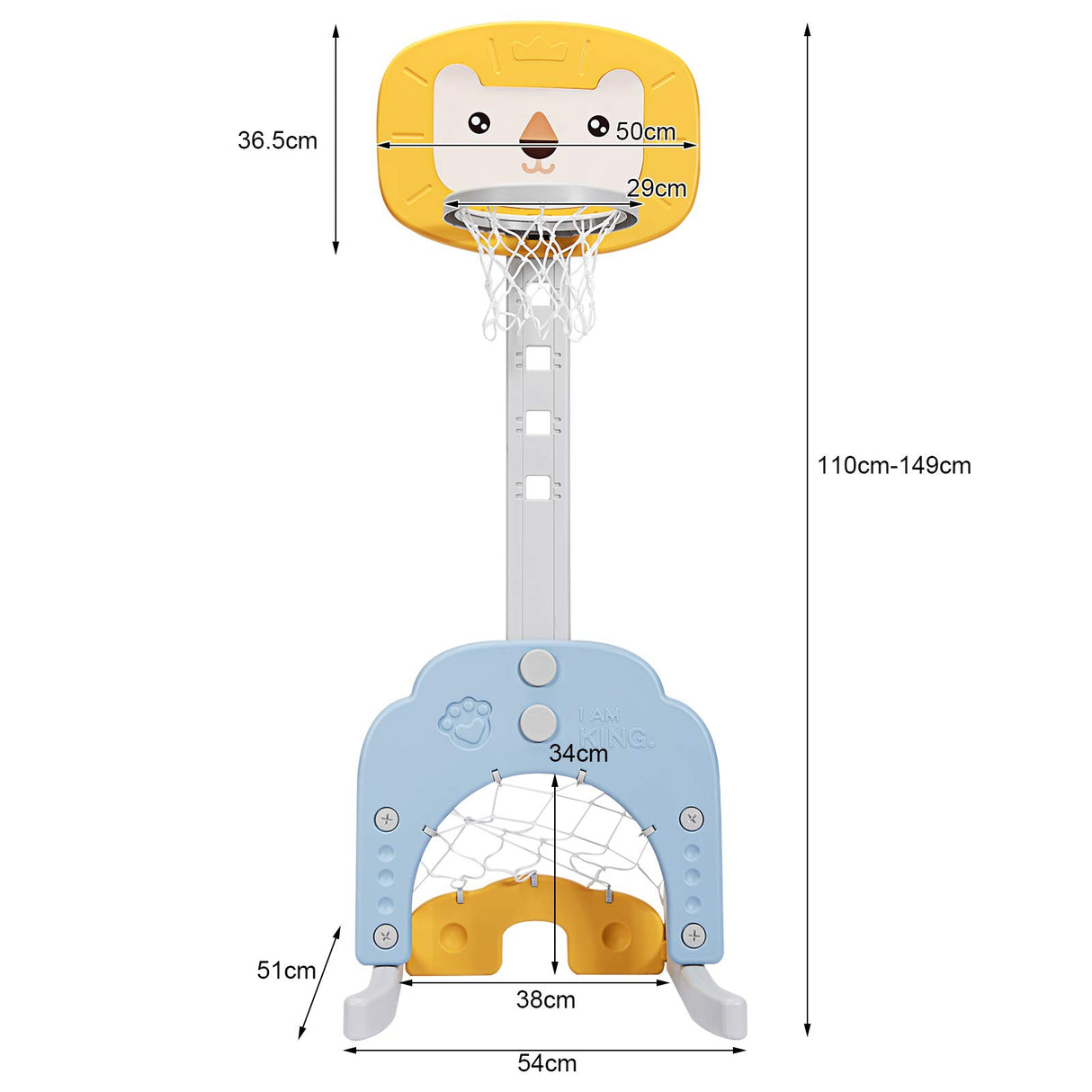 HONEY JOY Kids Basketball Hoop 3 in 1 Toddler Sports Activity Center w/ 5 Adjustable Height Levels