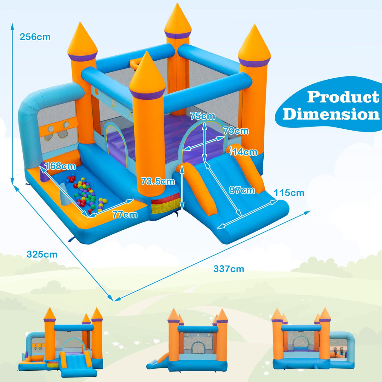 HONEY JOY Kids Inflatable Bounce House, Jumping Castle Bouncer for Children w/Ocean Ball Pool (with 680W Blower)