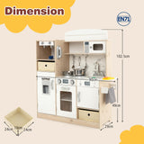 HONEY JOY Kids Play Kitchen, Wooden Pretend Kitchen Set w/Deluxe LED Lighting Effects