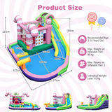 HONEY JOY Inflatable Water Slide, Wet Dry Inflatable Water Park Jumping Castle w/Long Slide (With 680W Blower)