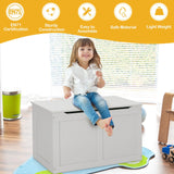 HONEY JOY Large Toy Storage Box, Wooden Storage Chest Organiser w/Safety Hinged Lid