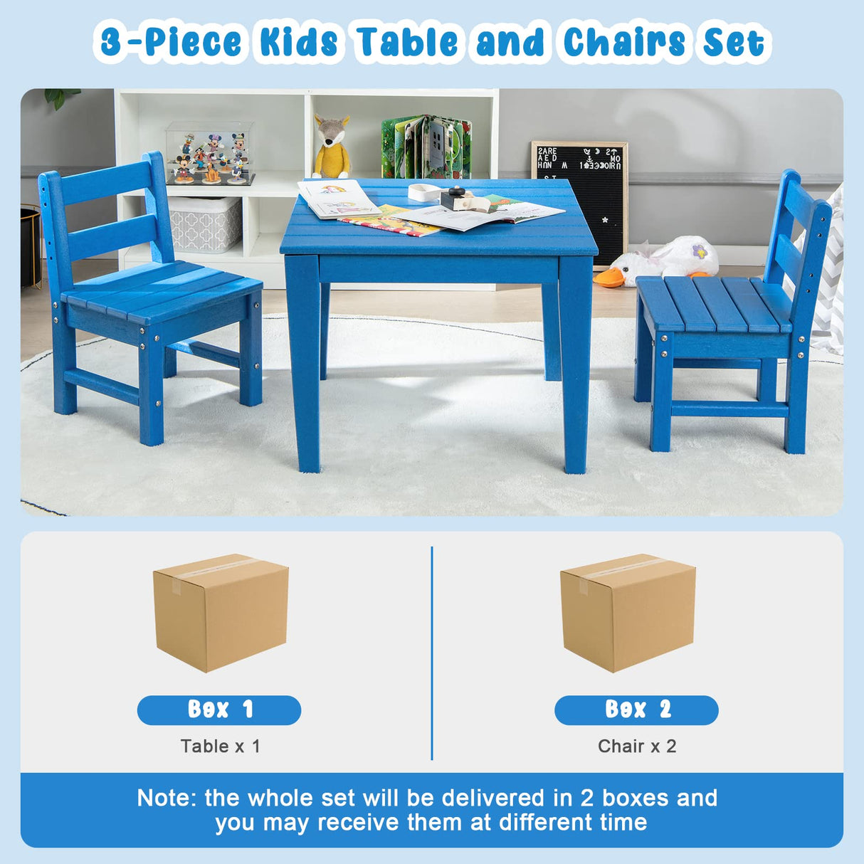 HONEY JOY 3-Piece Kids Table & Chairs Set