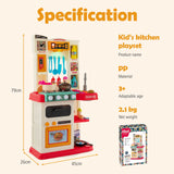 HONEY JOY Kids Play Kitchen, 65PCS Pretend Kitchen Play Toy Accessories Set w/Play Sink