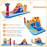 HONEY JOY Inflatable Water Slide, 6-in-1 Water Park w/Dual Slides, Climbing Wall, Water Cannon, Splash Pools