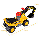 HONEY JOY Kids Ride On Excavator, Outdoor Digger Scooper Pulling Cart W/Safety Helmet Horn Underneath Storage