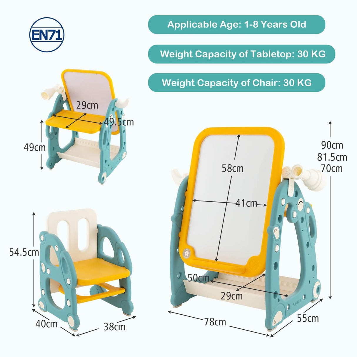 HONEY JOY Kids Art Easel with Chair