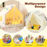 HONEY JOY Large Play Tent, Kids & Toddlers Playhouse with Washable Cotton Mat, Star Lights, Windows