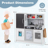 HONEY JOY Pretend Play Kitchen, Toddler Kitchen Playset w/Blackboard, Phone, Microwave, Ice Maker, Dishwasher & Oven