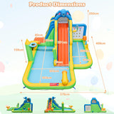 HONEY JOY Inflatable Water Slide, 9-in-1 Water Park Jumping Castle W/Ring-toss Game, Volleyball Area