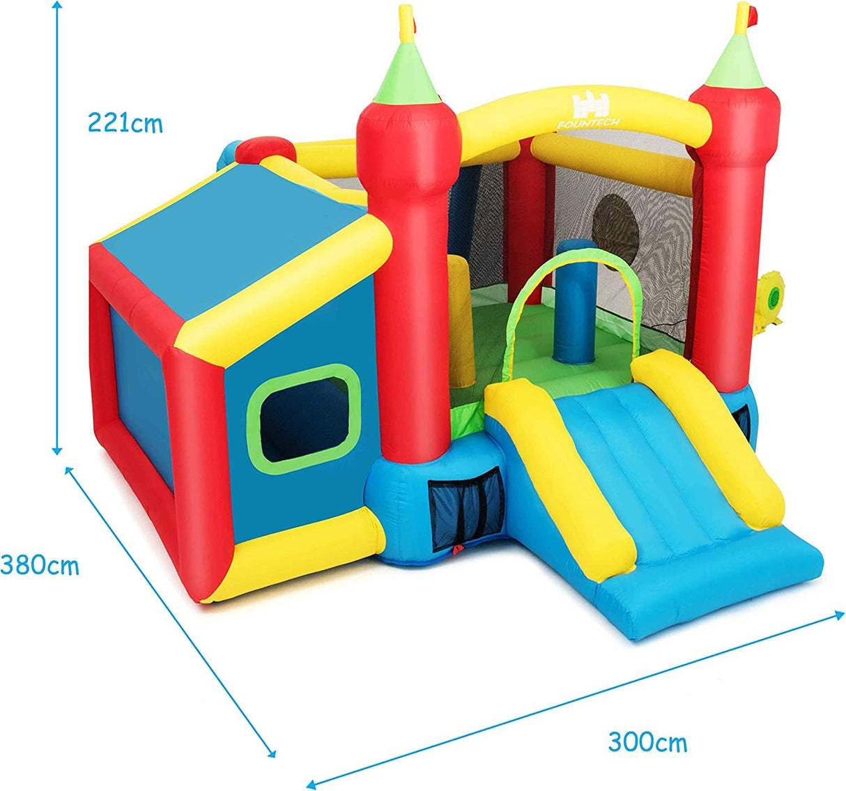 HONEY JOY Inflatable Bounce House, 7-in-1 Kids Jumper Castle with Slide, Football & 100 Ocean Balls, Basketball Rim