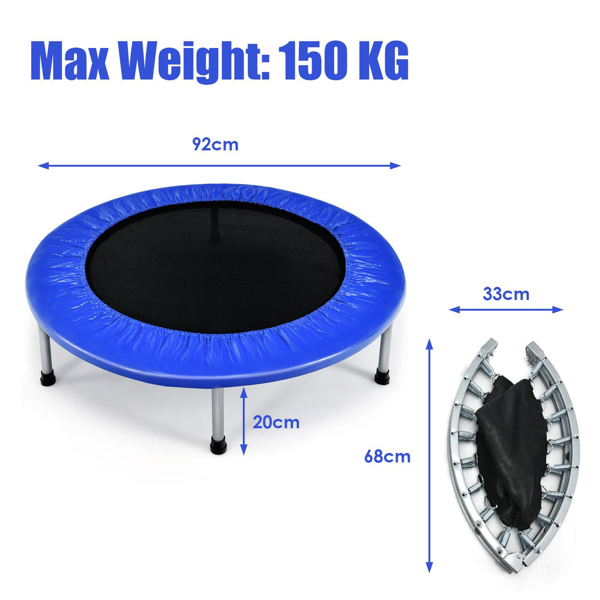 HONEY JOY 36” Mini Folding Trampoline, Portable Recreational Fitness Rebounder for Kids Adults