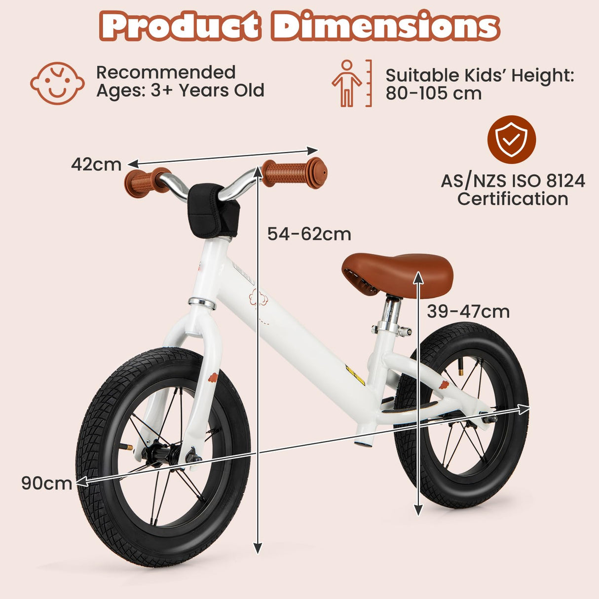 HONEY JOY Kids Balance Bike No Pedal Training Bicycle Adjustable Seat 3+ Years