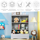 HONEY JOY Kids Bookshelf, 3-Tier Toy Storage Organiser for Children w/4 Open Compartments and 1 Box