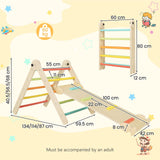 HONEY JOY 3-in-1 Foldable Triangular Climbing Toys, Height Adjustable Pikler Triangle & Sliding Set for Toddlers