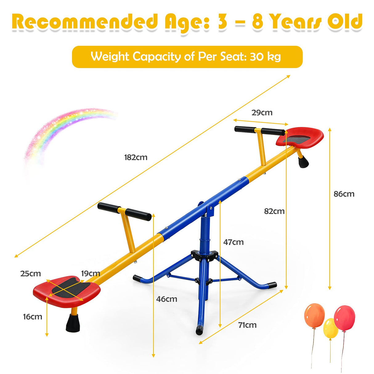 HONEY JOY Kids Seesaw, Swivel Teeter Totter Playground Equipment for Children w/360 Degree Rotation