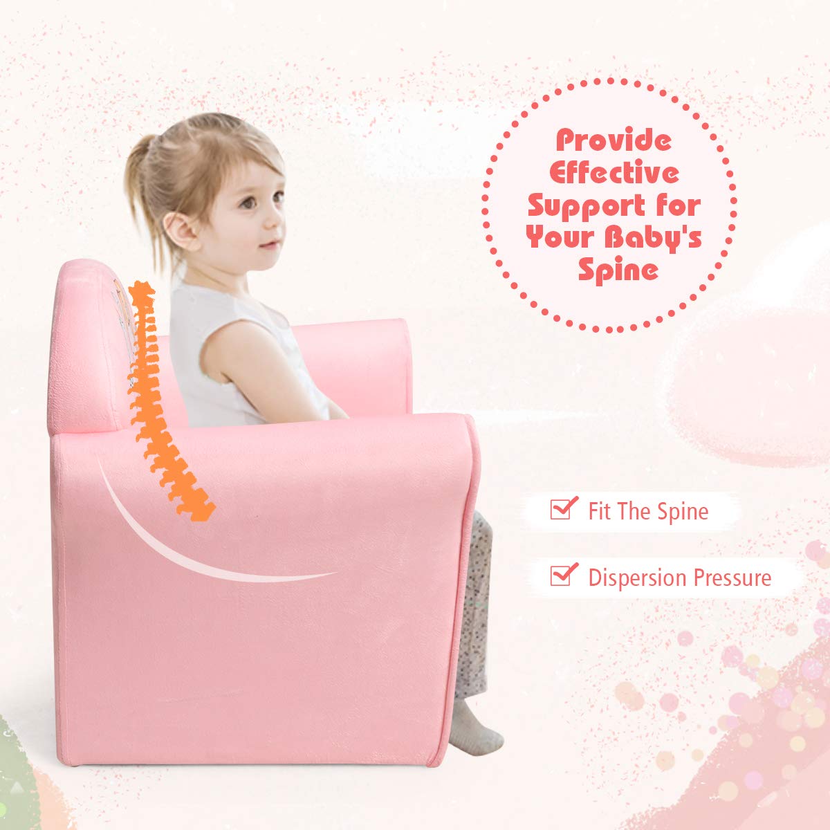 HONEY JOY Kids Sofa, Children Armrest Chair with Cute Pattern, Toddler Furniture (Mermaid)