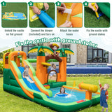 HONEY JOY Inflatable Water Slide, 7-in-1 Bounce House Water Park w/Splash Pool, Water Cannon