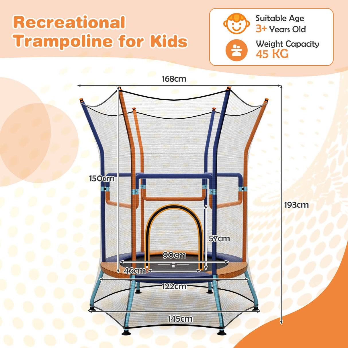 HONEY JOY Trampoline for Kids Birthday, 48“ Mini Trampoline with Safety Enclosure Net