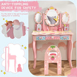 HONEY JOY Kids Vanity Table & Chair Set, Toddler Vanity w/Detachable Top, 2 in 1 Princess Makeup Dressing Table