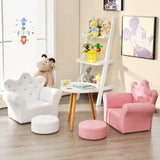 HONEY JOY Kids Sofa, Children Upholstered Sofa with Ottoman, Princess Lounge Sofa with Diamond Decoration