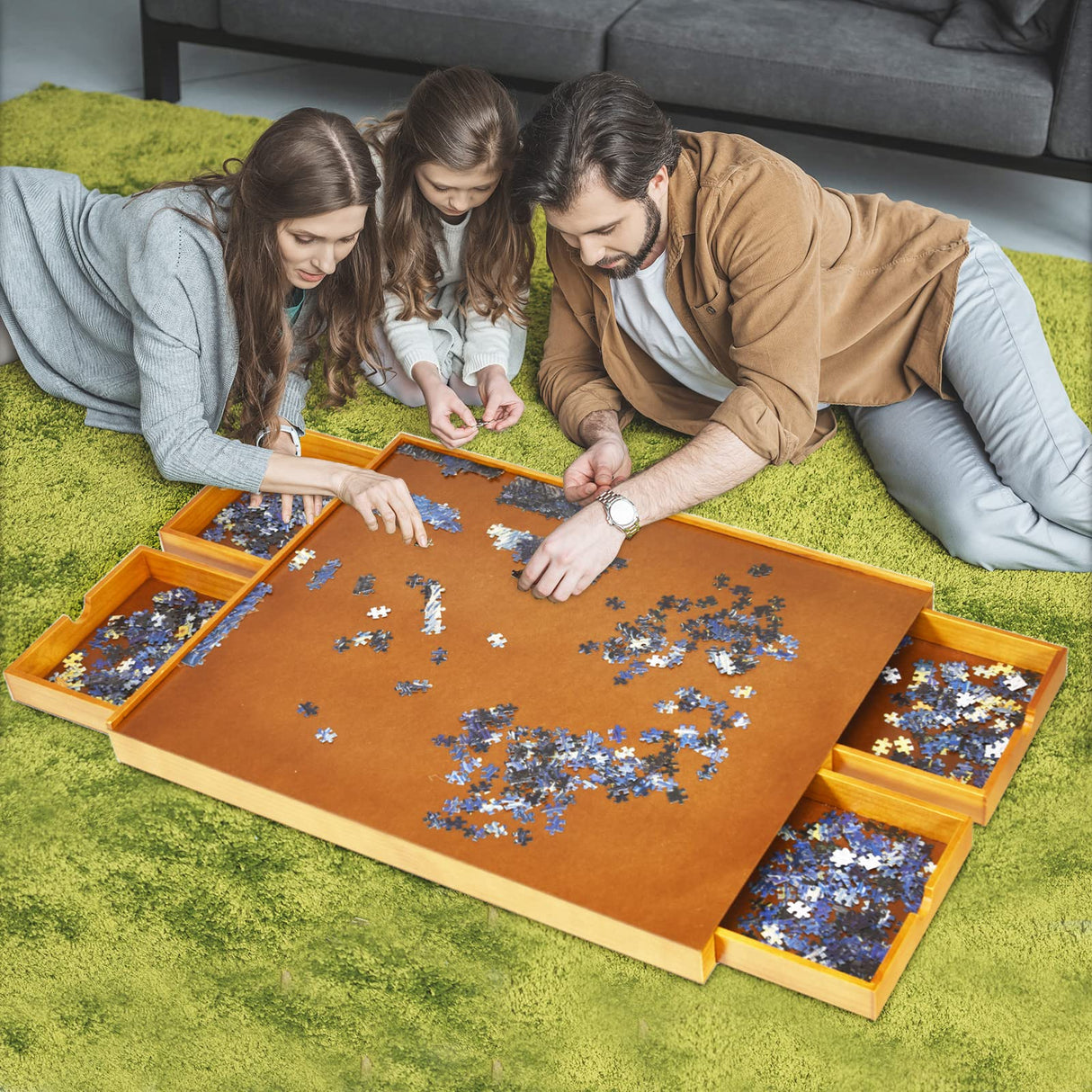 HONEY JOY 1500 PCS Wooden Puzzle Table