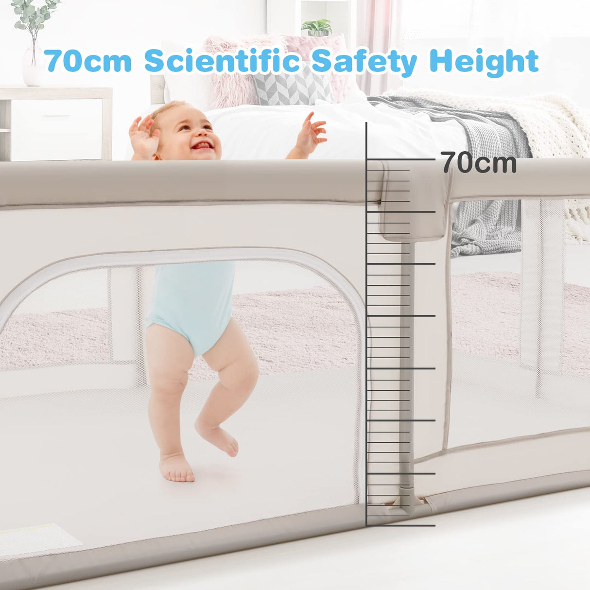 190 x 150 CM Large Baby Playpen, Extra Large Playard for Babies, Infant Safety Gates Indoor Outdoor, Activity Center with Breathable Mesh & Zipper Doors