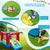 HONEY JOY Inflatable Bounce House, Kids Bouncy Castle w/Large Jumping Area & Wide Slide