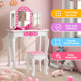 HONEY JOY 2 in 1 Kid Vanity Table & Stool Set Pretend Play Makeup Dressing Table