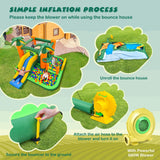 HONEY JOY 8-in-1 Kids Inflatable Bounce House, Tropical Palm Theme Jumping Castle (with 680W Blower)