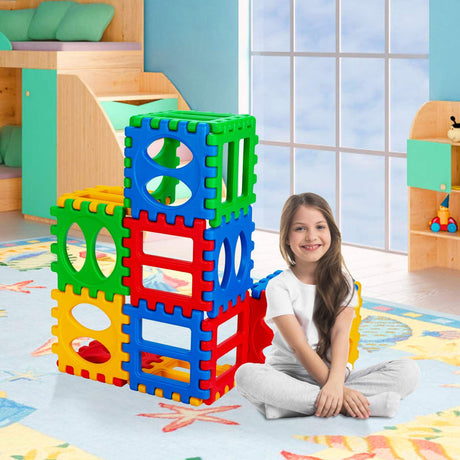 32 Pieces Big Waffle Block Set for Kids Educational Stacking Building Set Gift