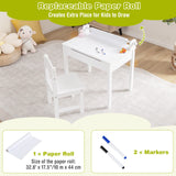 HONEY JOY Kids Table and Chairs Set, Activity Desk and Chair for Children w/Paper Roll Holder & 2 Markers