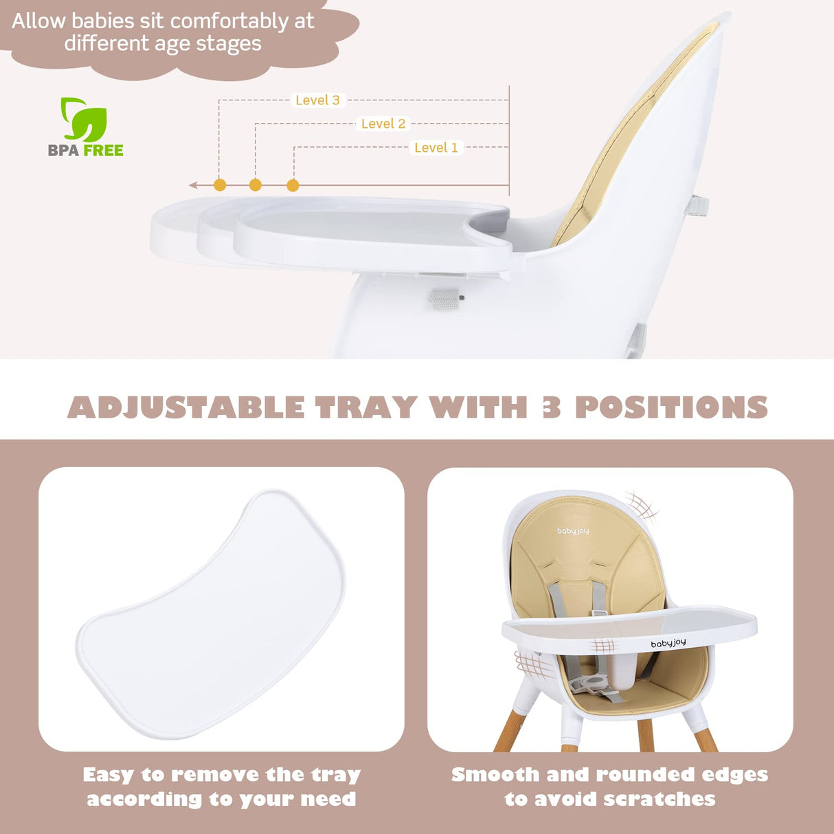 BABY JOY Convertible Baby Highchair