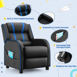 HONEY JOY Kids Recliner Chair with Side Pockets, Toddler Ergonomic PU Leather Sofa Couch w/Adjustable Backrest Footrest & High Density Sponge