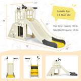 HONEY JOY 6 in 1 Slide for Kids, Toddler Climber Slide Set with Basketball Hoop, Ball, Ring Toss & Telescope